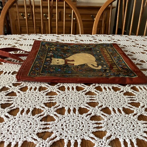 Vtg Ulster National Trust for Scotland Pat Albeck Cat on Paisley Shaw Tote Bag - Picture 9 of 15